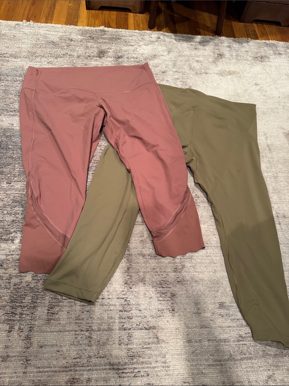 Lululemon Capri Leggings in Dusty Rose and Olive